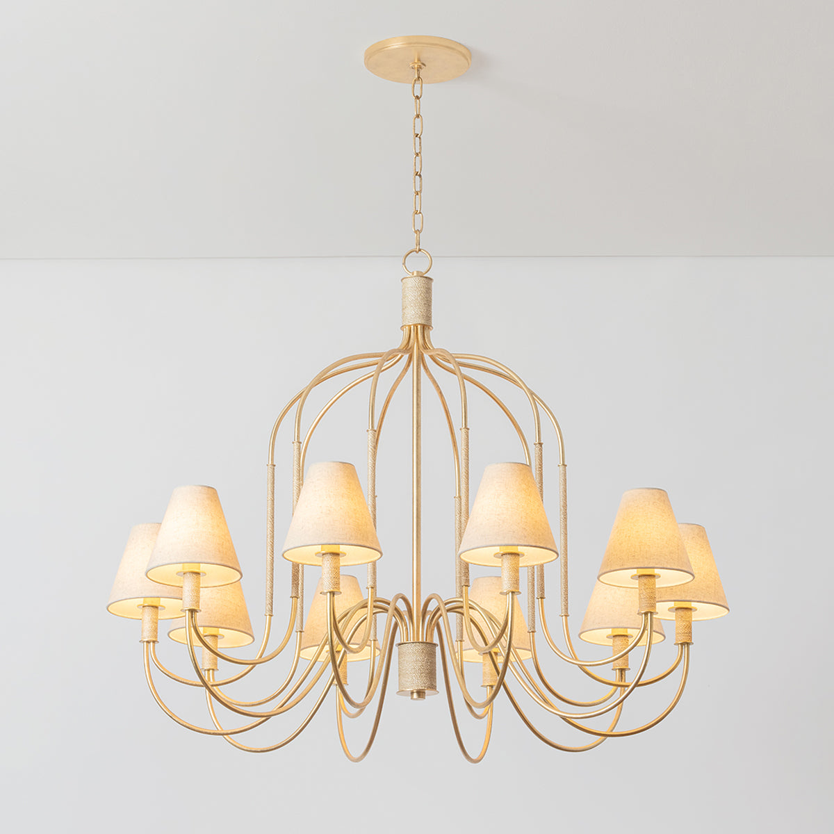 Hudson Valley Warrensburg 10-Light Chandelier in Vintage Gold Leaf, alternate view 1