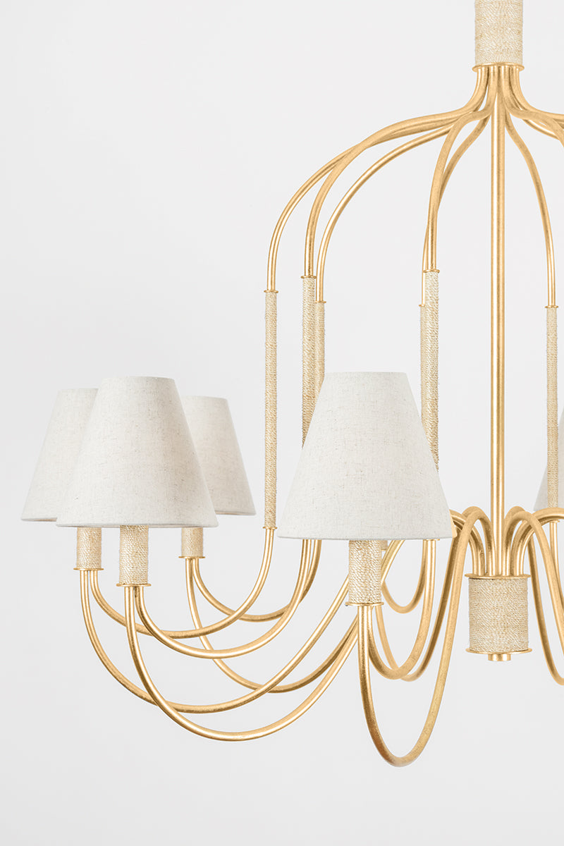 Hudson Valley Warrensburg 10-Light Chandelier in Vintage Gold Leaf, room setting 1