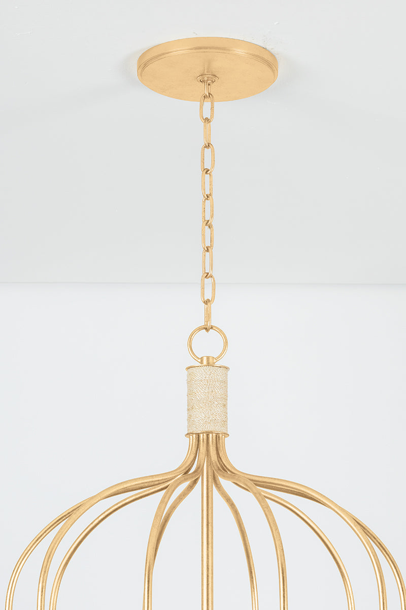 Hudson Valley Warrensburg 10-Light Chandelier in Vintage Gold Leaf, room setting 2
