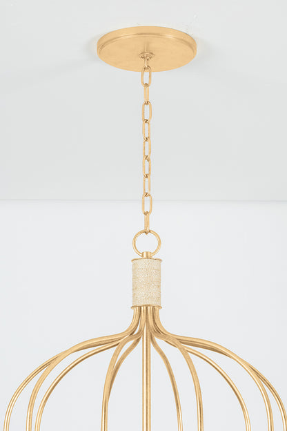 Hudson Valley Warrensburg 10-Light Chandelier in Vintage Gold Leaf, room setting 2