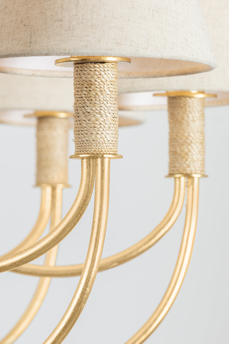 Hudson Valley Warrensburg 10-Light Chandelier in Vintage Gold Leaf, room setting 3
