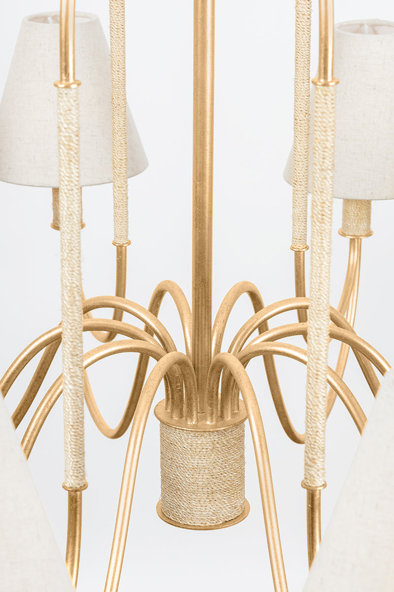 Hudson Valley Warrensburg 10-Light Chandelier in Vintage Gold Leaf, room setting 4