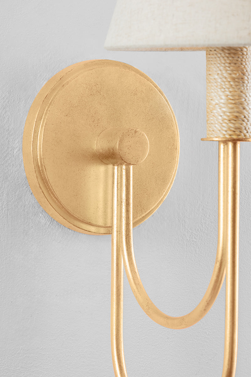 Hudson Valley Warrensburg Wall Sconce in Vintage Gold Leaf, room setting 1