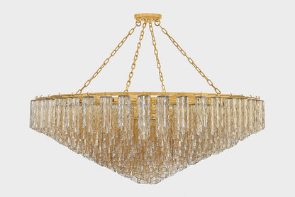 Hudson Valley Watertown 33-Light Chandelier in Aged Brass, room setting 1