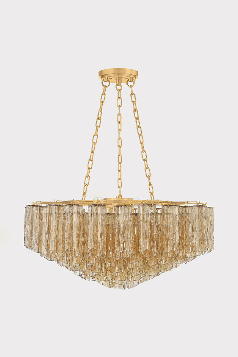 Hudson Valley Watertown 9-Light Chandelier in Aged Brass, room setting 1