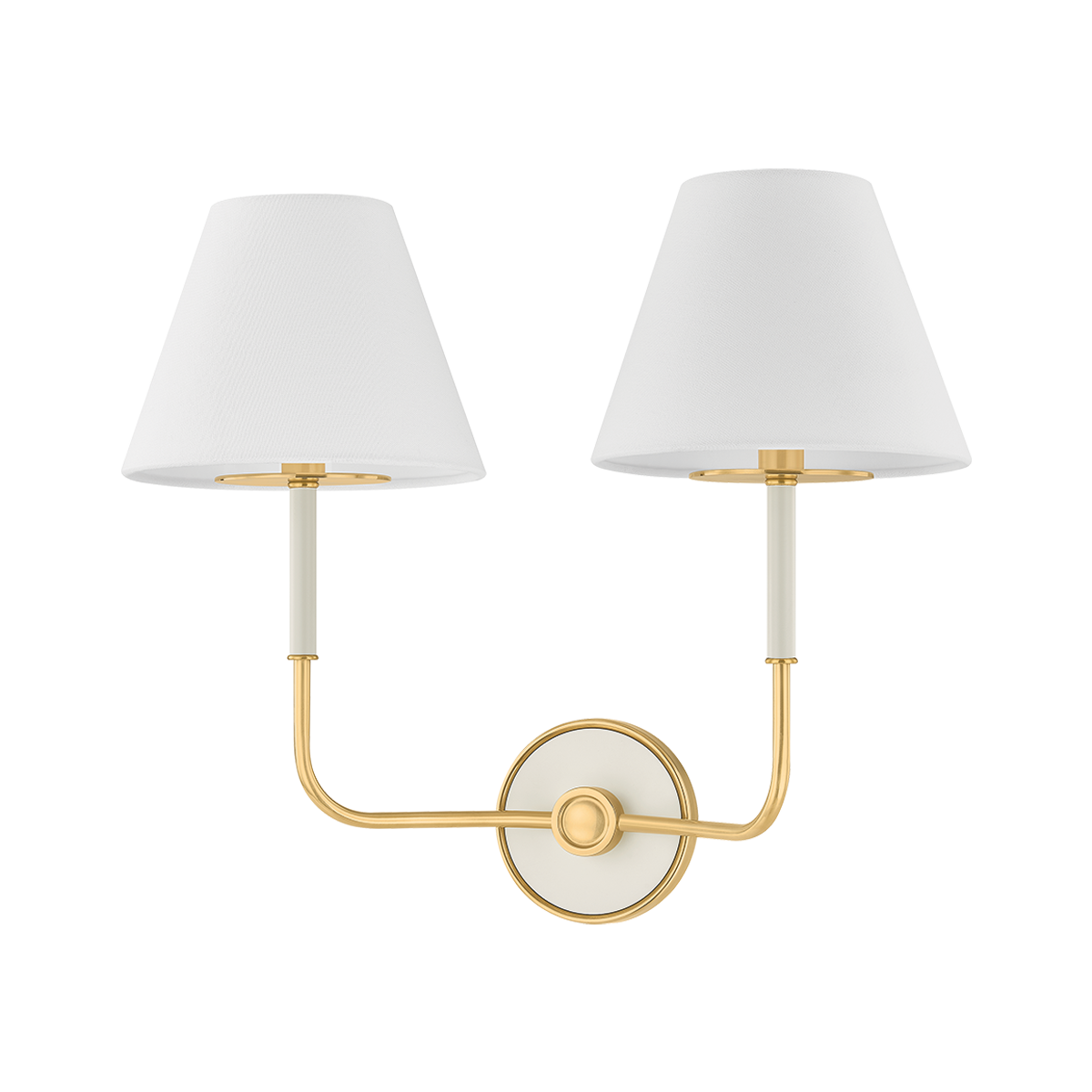 Hudson Valley Wedgewood 2-Light Wall Sconce Aged Brass / Off-White with Off White