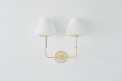 Hudson Valley Wedgewood 2-Light Wall Sconce in Aged Brass / Off White, room setting 1