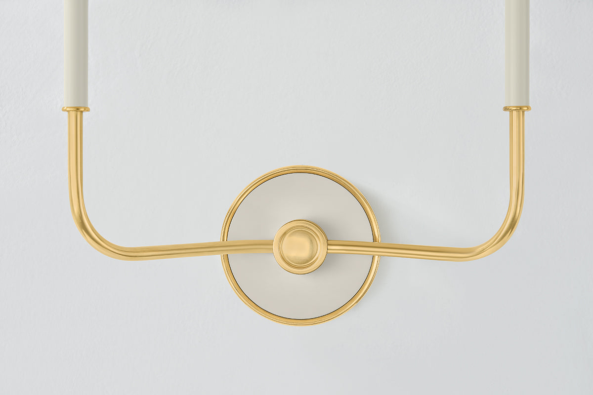 Hudson Valley Wedgewood 2-Light Wall Sconce in Aged Brass / Off White, room setting 3