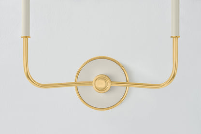Hudson Valley Wedgewood 2-Light Wall Sconce in Aged Brass / Off White, room setting 3
