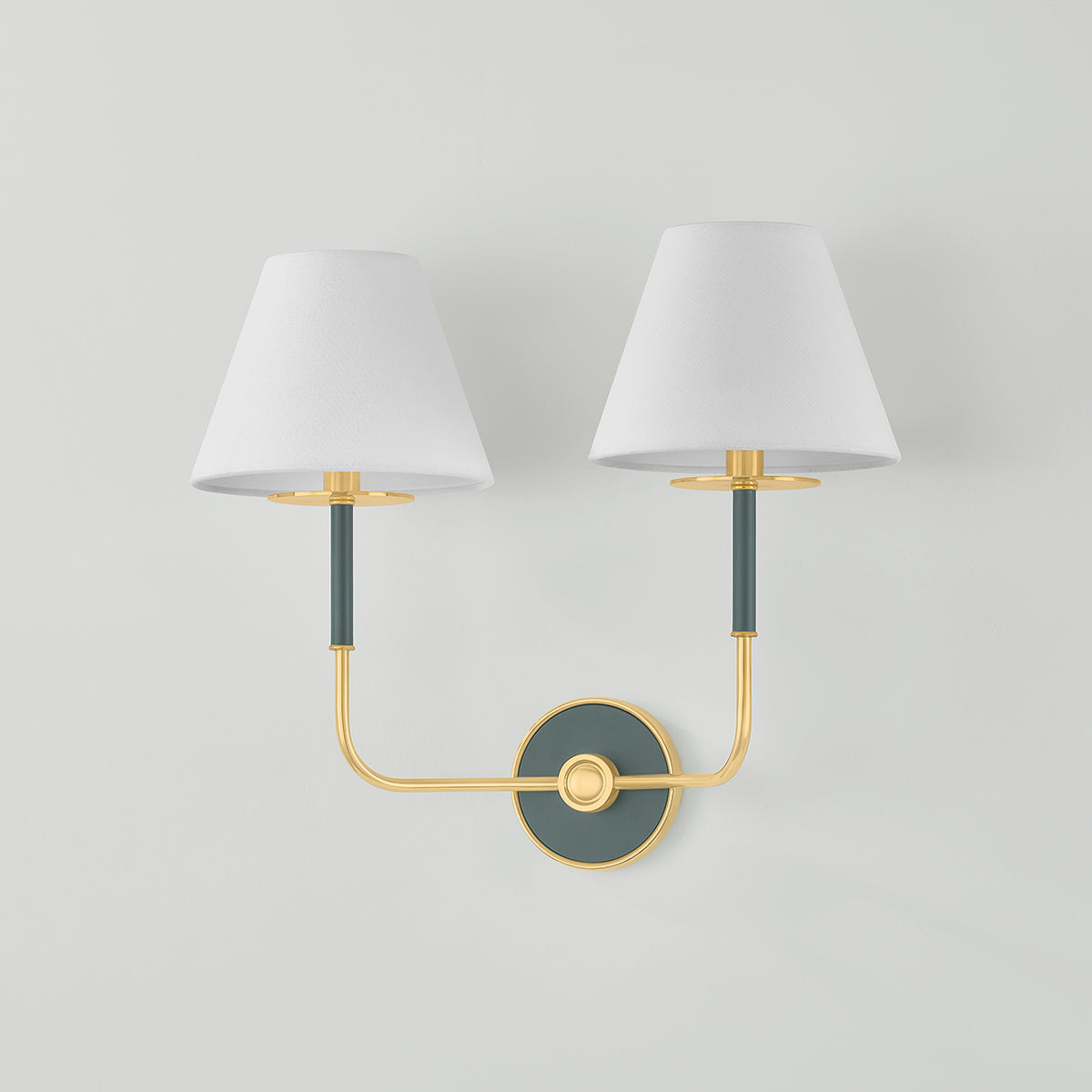 Hudson Valley Wedgewood 2-Light Wall Sconce in Aged Brass / Soft Studio Green, alternate view 1