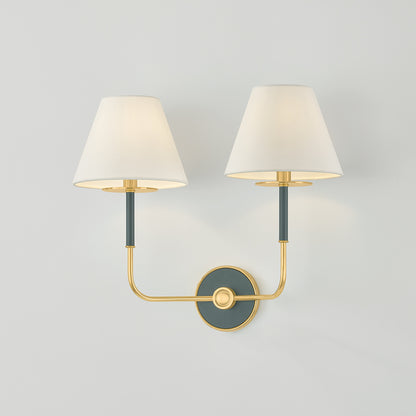 Hudson Valley Wedgewood 2-Light Wall Sconce in Aged Brass / Soft Studio Green, alternate view 2