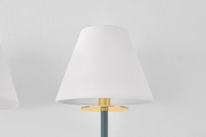 Hudson Valley Wedgewood 2-Light Wall Sconce in Aged Brass / Soft Studio Green, room setting 2