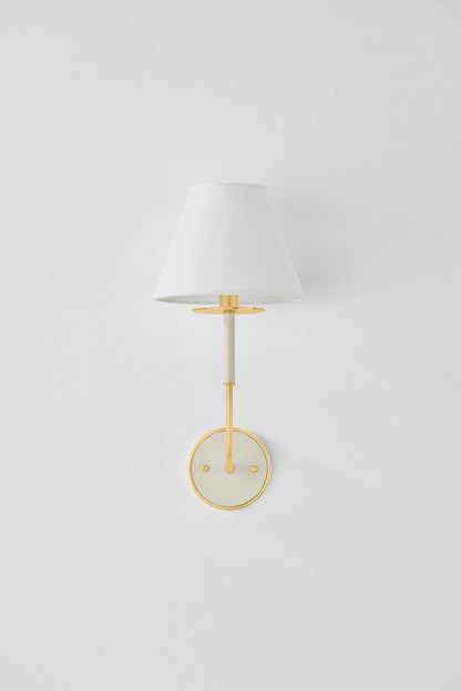 Hudson Valley Wedgewood Wall Sconce in Aged Brass / Off White, room setting 1