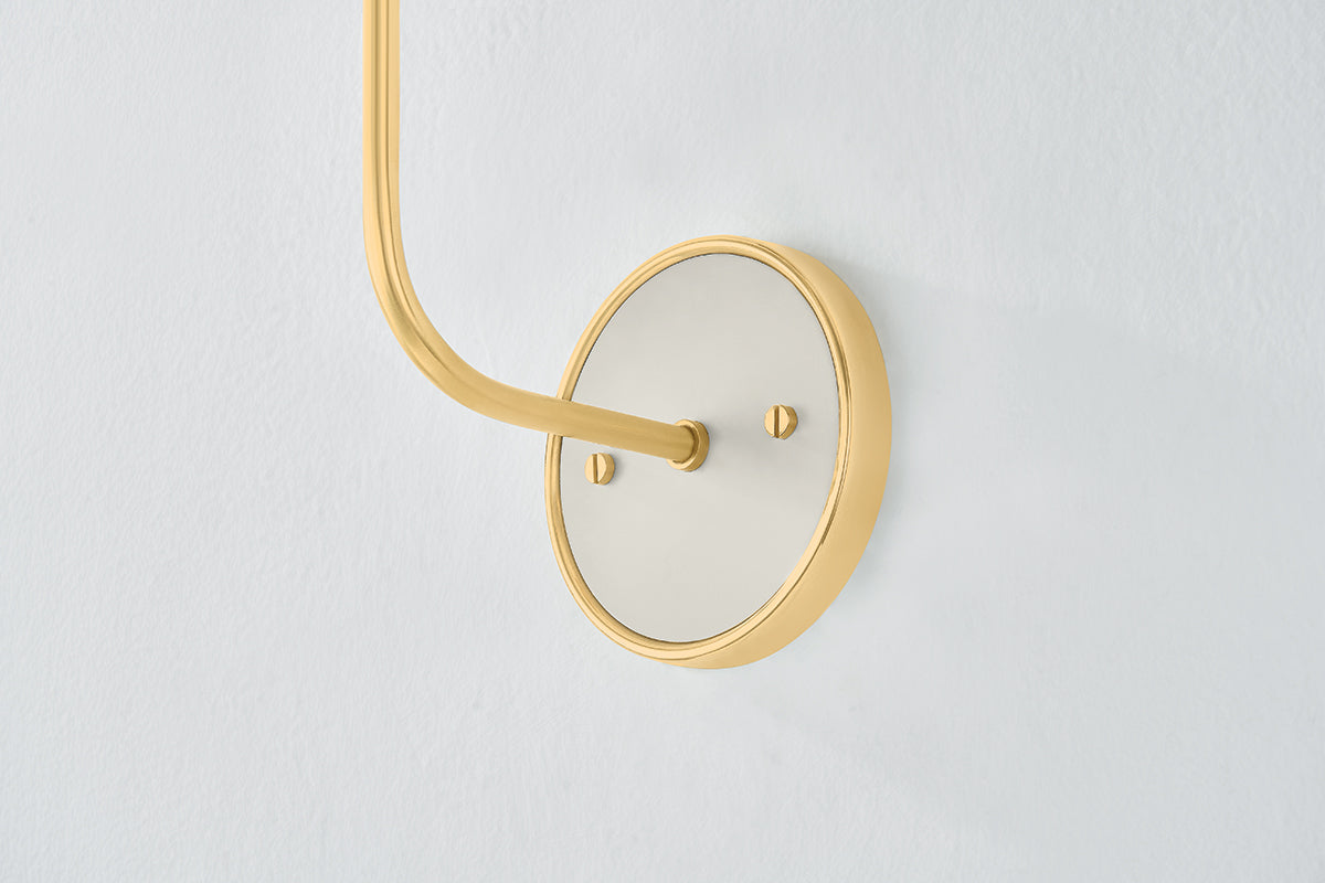 Hudson Valley Wedgewood Wall Sconce in Aged Brass / Off White, room setting 2