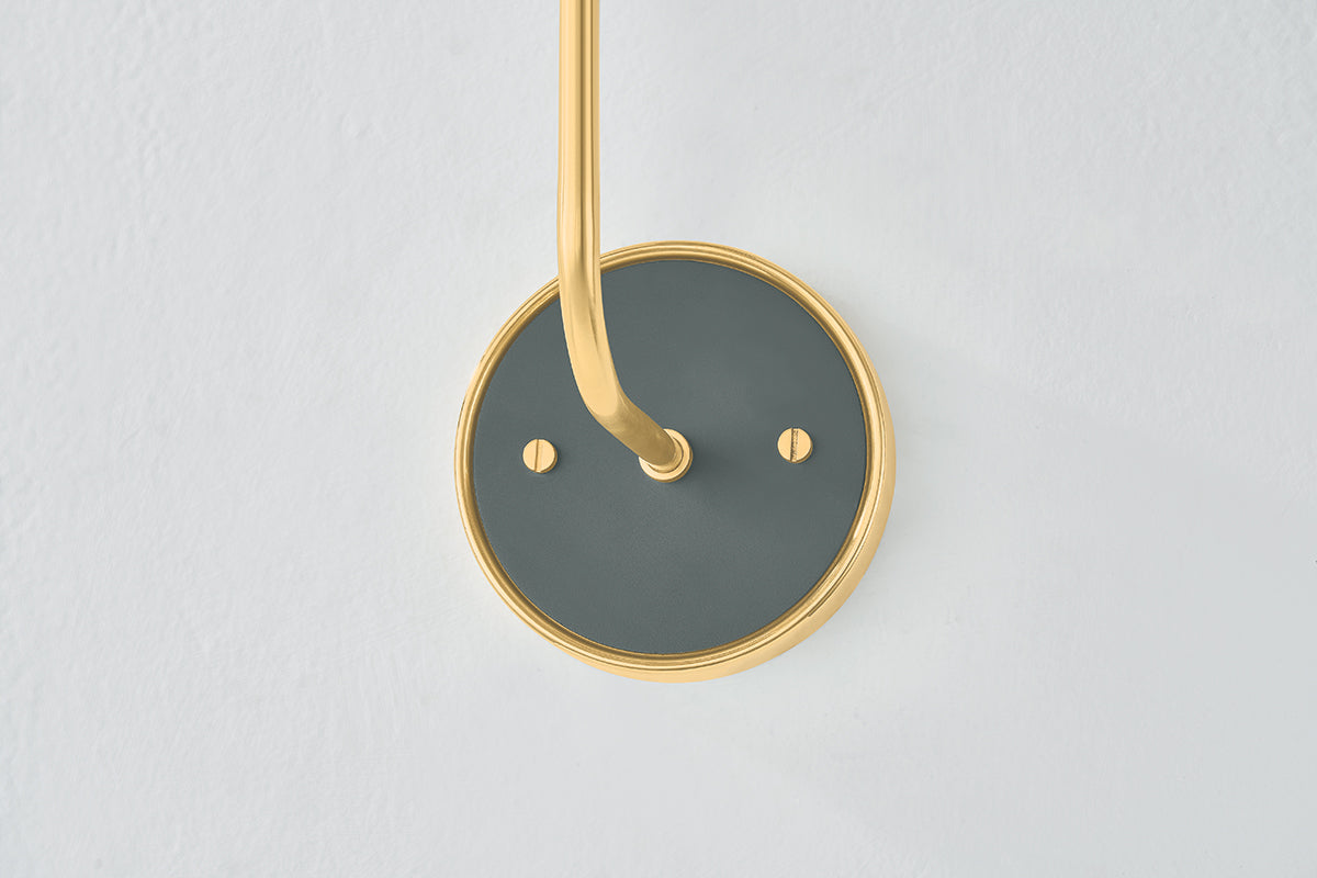 Hudson Valley Wedgewood Wall Sconce in Aged Brass / Soft Studio Green, room setting 2