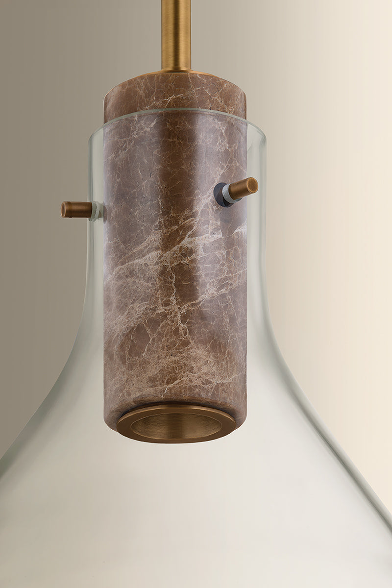 Hudson Valley West Hill 19.5" Pendant in Patina Brass, room setting 2