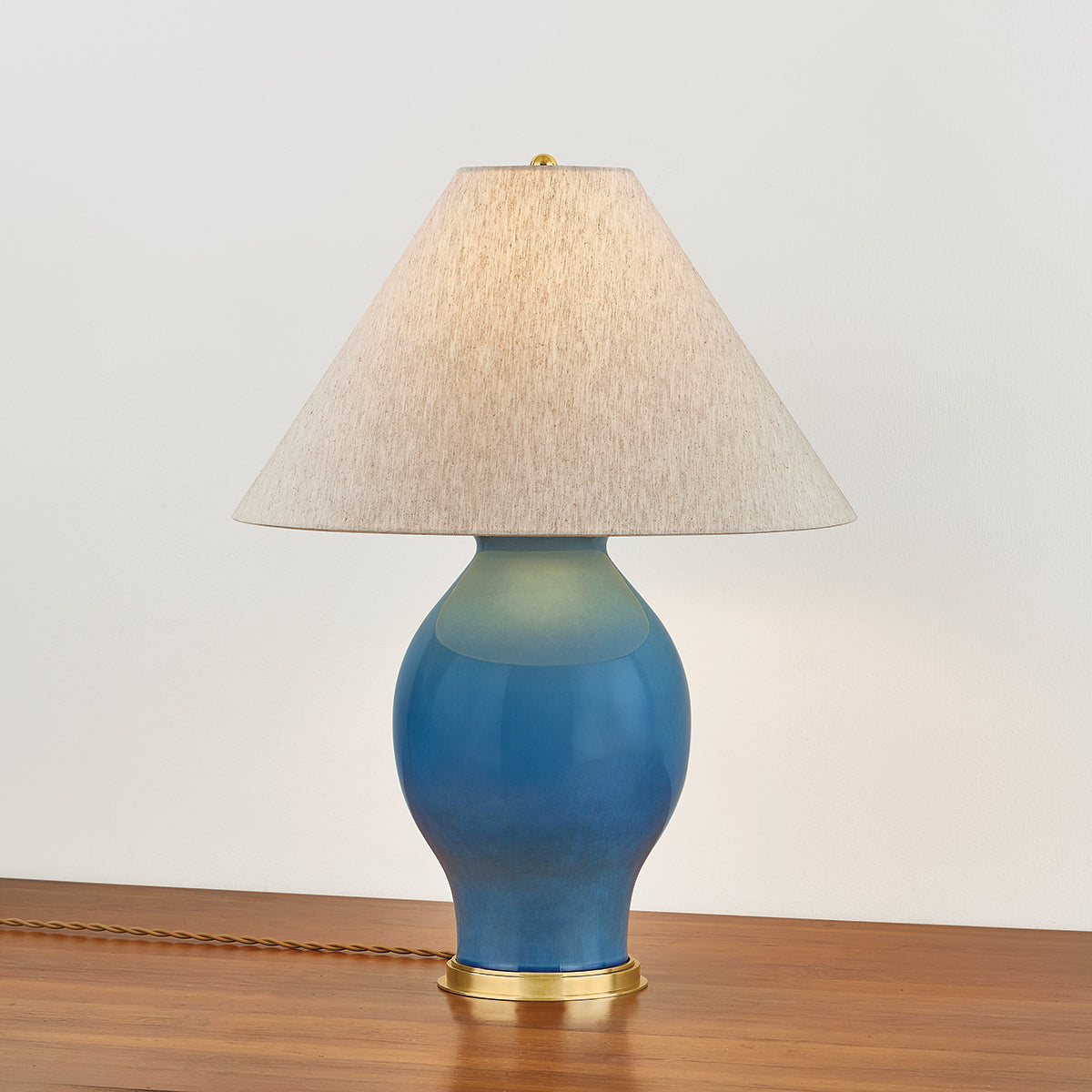 Hudson Valley Westhorpe Table Lamp in Aged Brass / Ceramic French Blue, alternate view 2