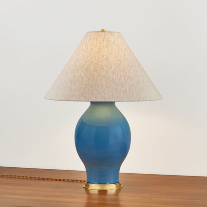 Hudson Valley Westhorpe Table Lamp in Aged Brass / Ceramic French Blue, alternate view 2