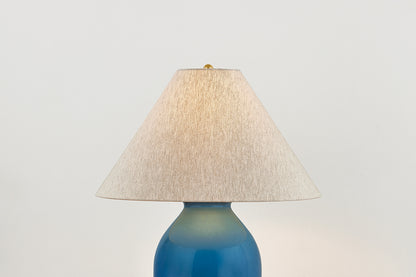 Hudson Valley Westhorpe Table Lamp in Aged Brass / Ceramic French Blue, room setting 3