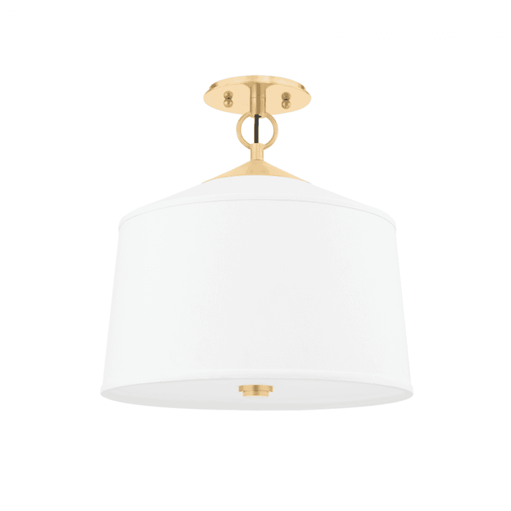 Hudson Valley White Plains Semi-Flush Mount Aged Brass