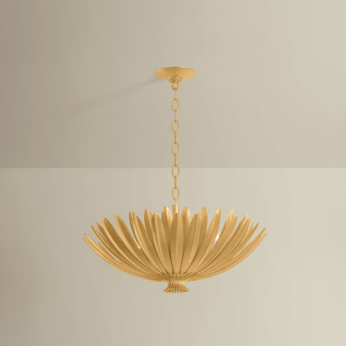 Hudson Valley Whitfield 4-Light Chandelier Vintage Gold Leaf detail view 2
