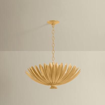 Hudson Valley Whitfield 4-Light Chandelier Vintage Gold Leaf detail view 2