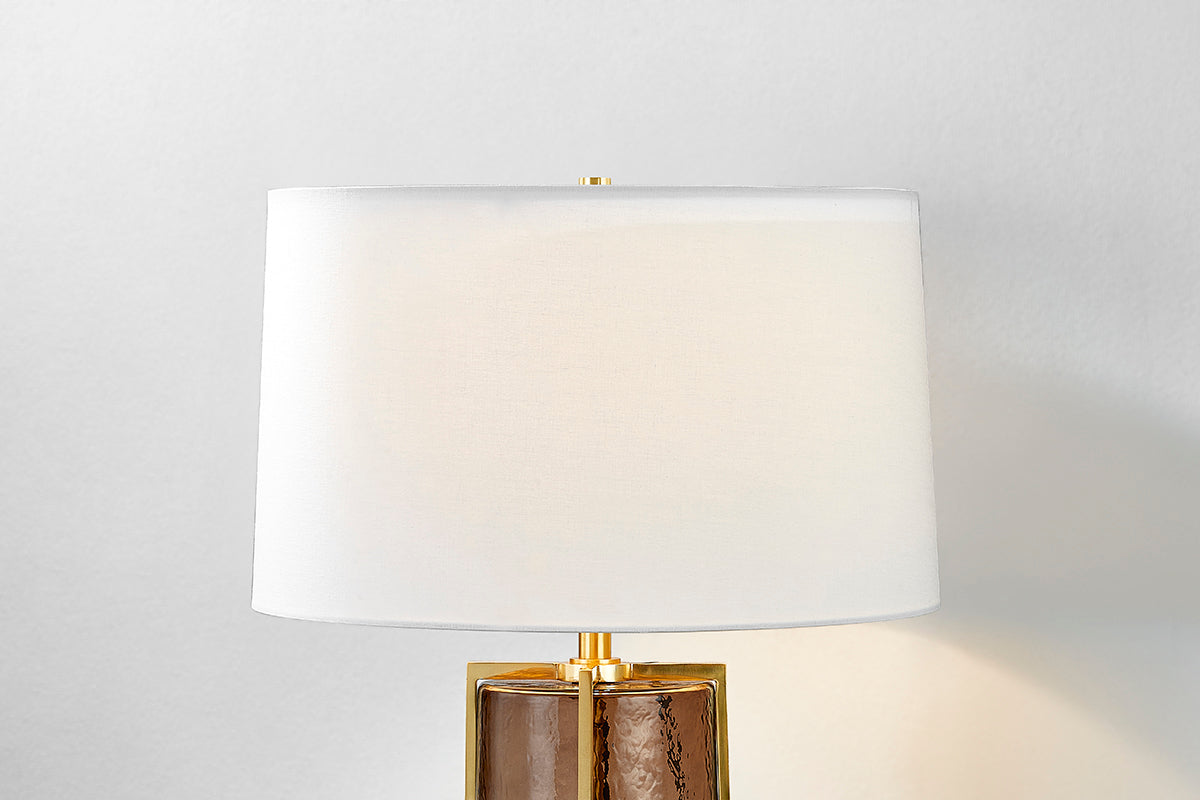 Hudson Valley Wildwood Table Lamp in Aged Brass, room setting 2