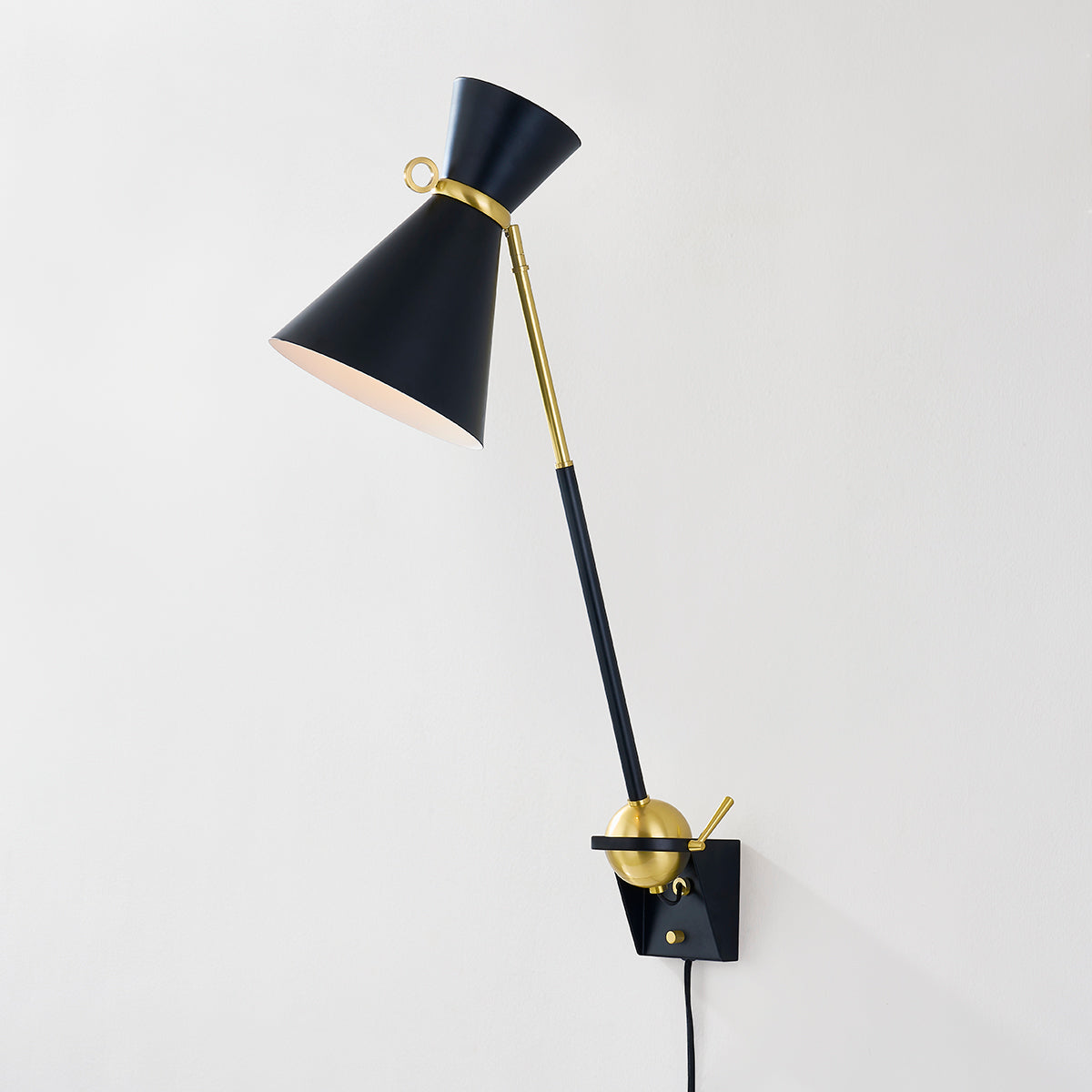 Hudson Valley Winsted Plug-In Wall Sconce in Aged Brass / Soft Black, alternate view 2