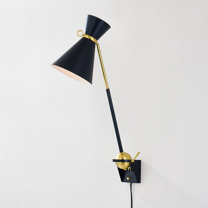 Hudson Valley Winsted Plug-In Wall Sconce in Aged Brass / Soft Black, alternate view 2