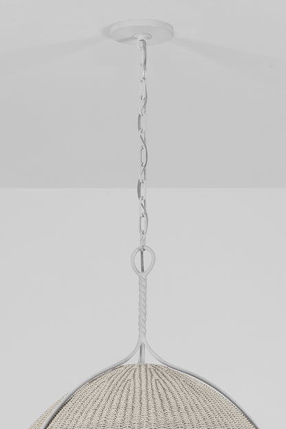 Hudson Valley Woodlawn 28.5" Pendant in White Plaster, room setting 3