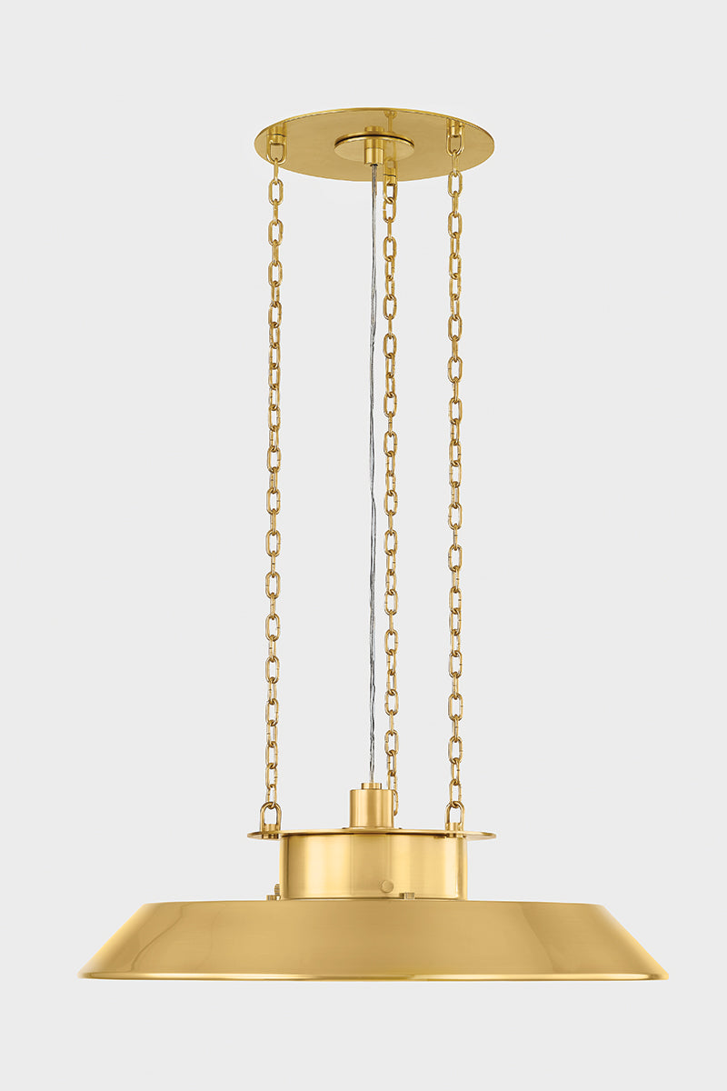 Hudson Valley Woodrow 22" Pendant in Aged Brass, room setting 1