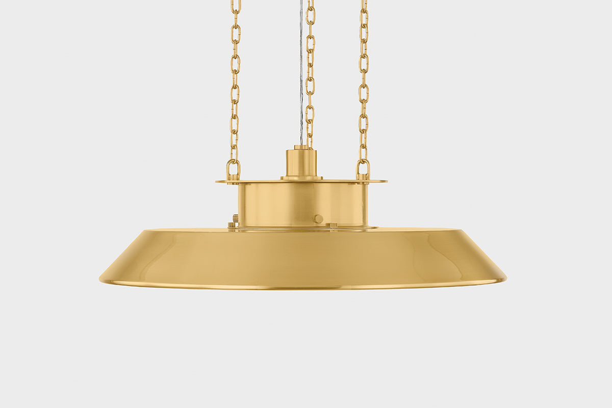 Hudson Valley Woodrow 22" Pendant in Aged Brass, room setting 2