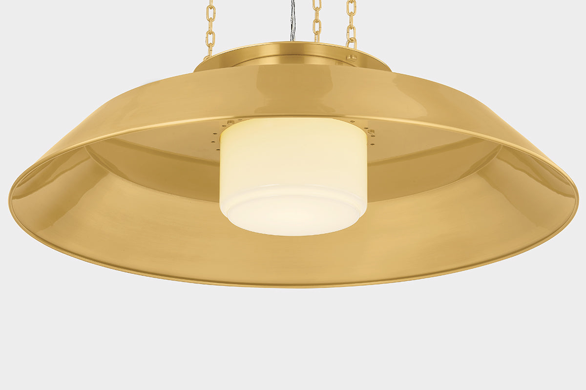 Hudson Valley Woodrow 32" Pendant in Aged Brass, room setting 2