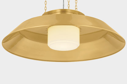 Hudson Valley Woodrow 32" Pendant in Aged Brass, room setting 2