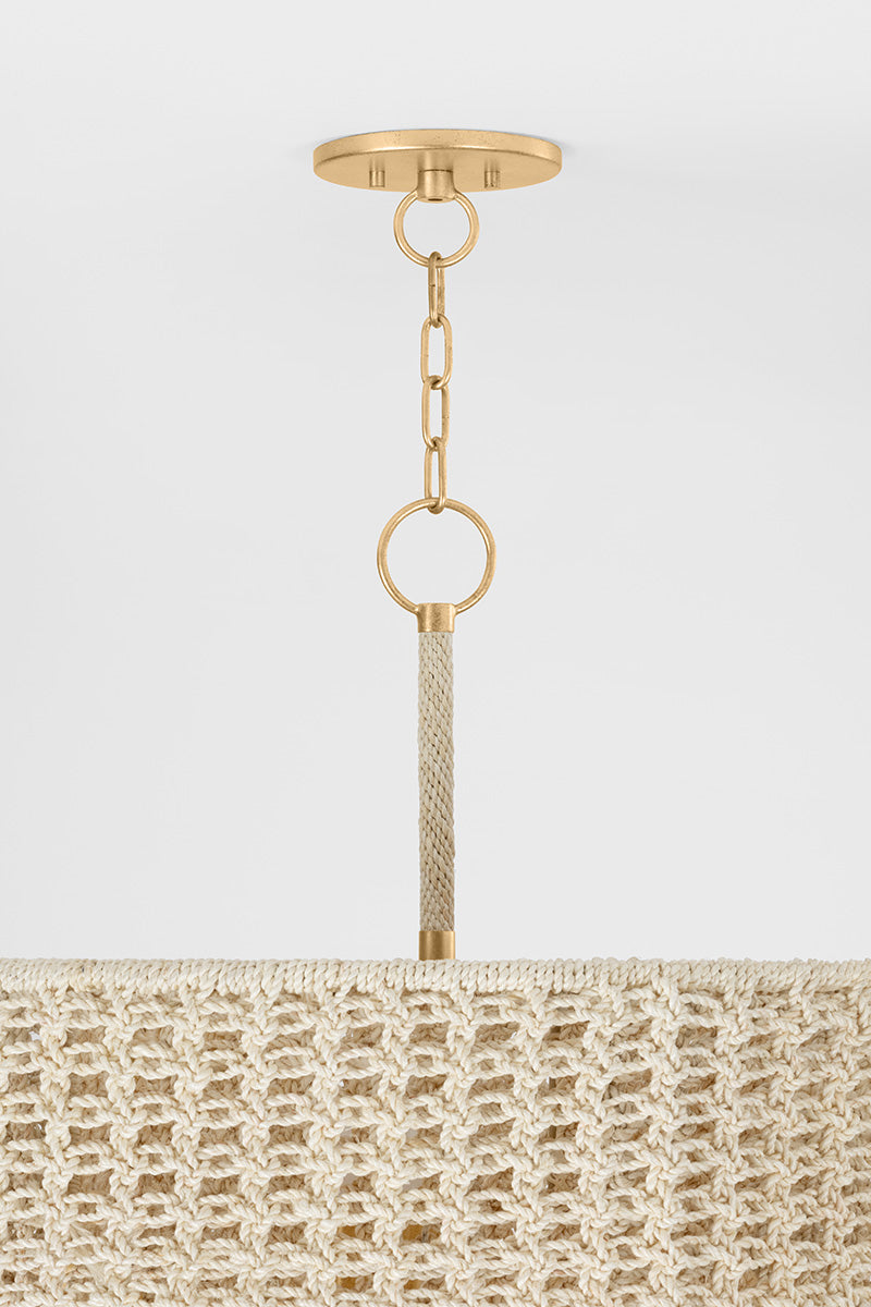 Hudson Valley Yorkhill 6-Light Pendant in Vintage Gold Leaf, room setting 2