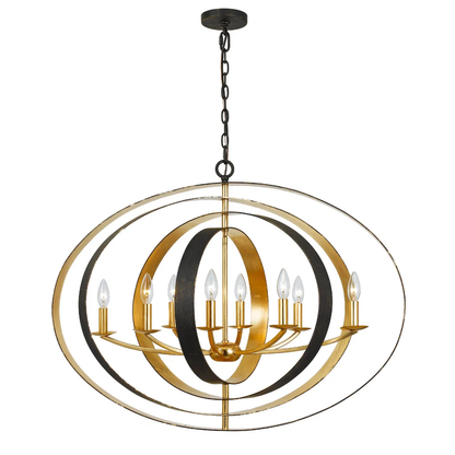Luna 8 Light Bronze & Gold Oval Chandelier