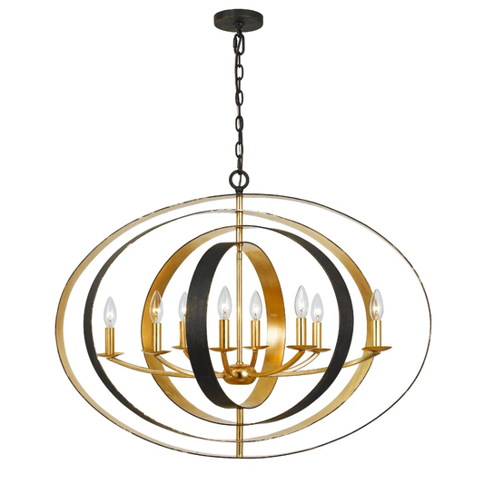 Luna 8 Light Bronze & Gold Oval Chandelier