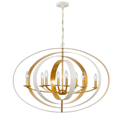 Luna Chandelier - Matte White, Antique Gold 26.5"H, Crystorama (588-MT-GA 2GYX1)