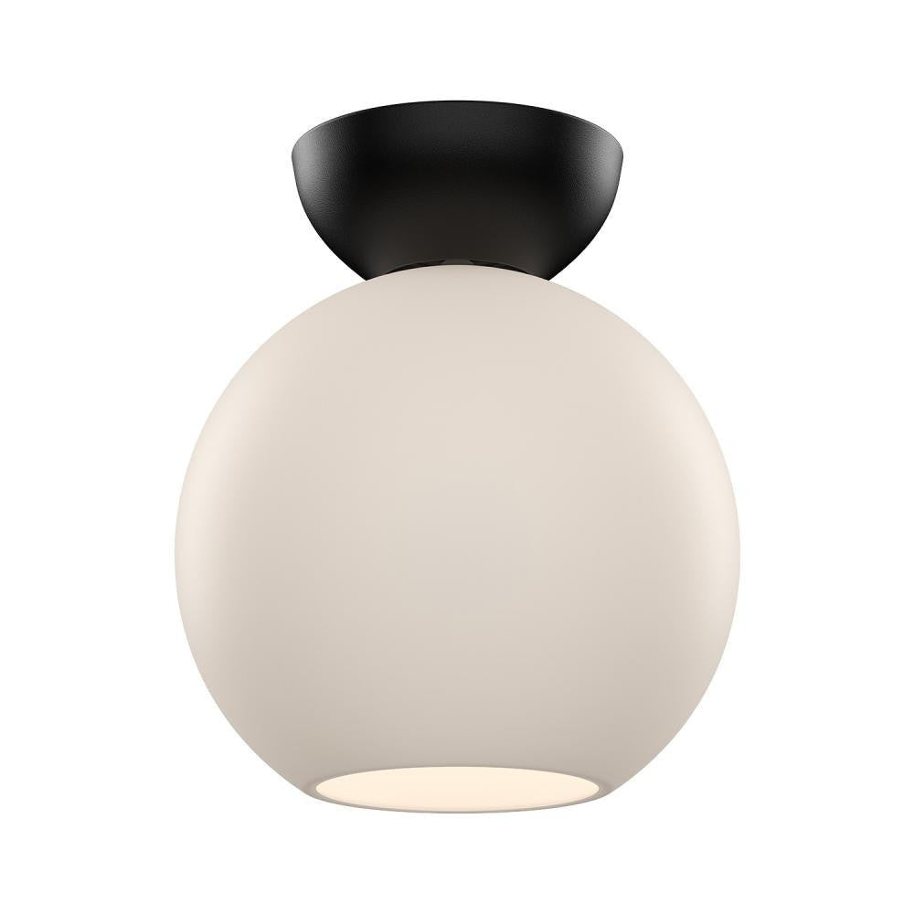 Kuzco Lighting Inc Arcadia 8-in Semi-Flush Mount Black/Opal Glass