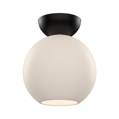 Kuzco Lighting Inc Arcadia 8-in Semi-Flush Mount Black/Opal Glass