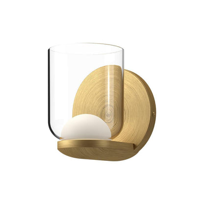 Kuzco Lighting Inc Cedar 4-in LED Wall Sconce Brushed Gold/Clear