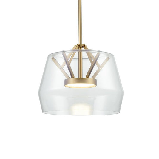 Kuzco Lighting Inc Deco 12-in Clear/Brushed Gold LED Pendant