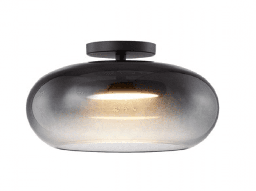 Kuzco Lighting Inc Trinity 14-in LED Semi-Flush Mount Black/Smoked