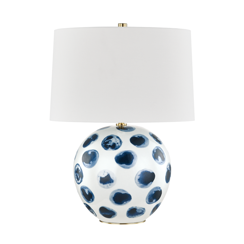Hudson Valley Blue Point Table Lamp White Bisque, Blue Dots
