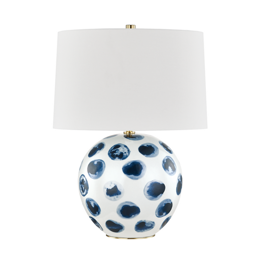 Hudson Valley Blue Point Table Lamp White Bisque, Blue Dots