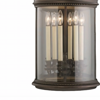 Louvre Outdoor Lantern, 6-Light, Bronze, Clear Hand-Blown Glass, 15"W