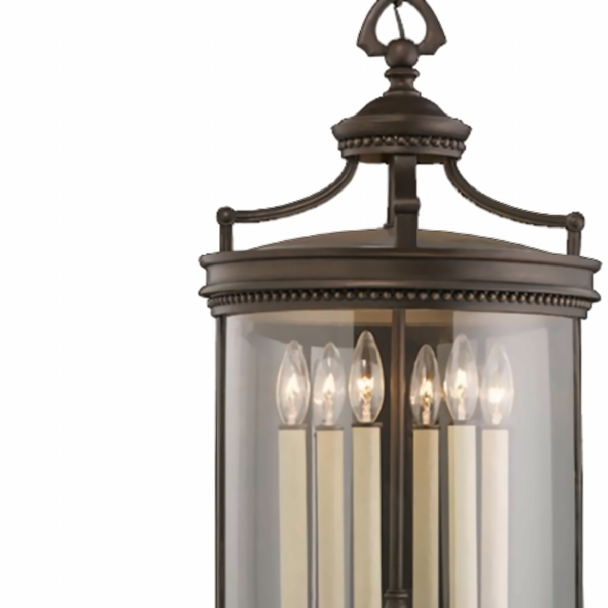Louvre Outdoor Lantern, 6-Light, Bronze, Clear Hand-Blown Glass, 15"W