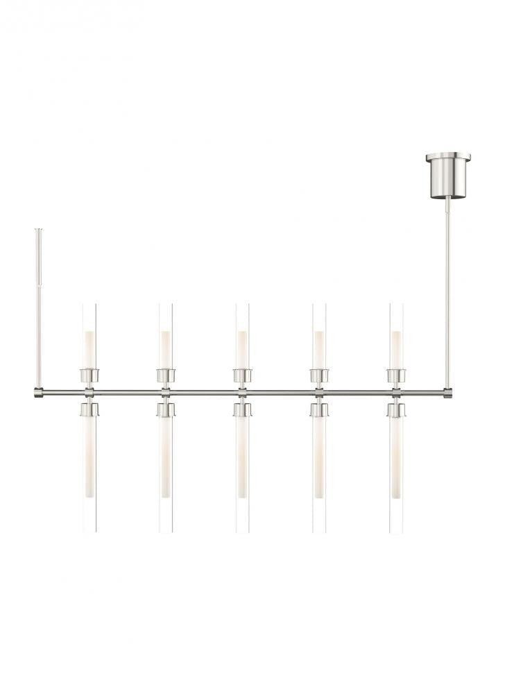Visual Comfort Modern Linger Linear Suspension Nickel, Polished Nickel