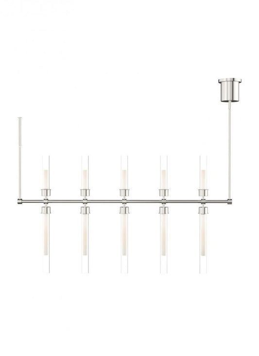 Visual Comfort Modern Linger Linear Suspension Nickel, Polished Nickel