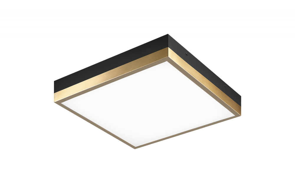Matteo Lighting Tux 11-in LED Flush Mount Black, Aged Brass